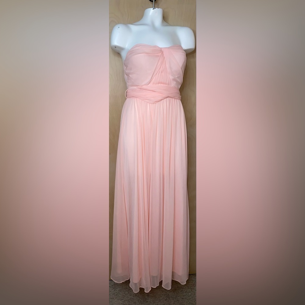 Eva Chiffon Floor Length Dress Peach-Blush Pink Small